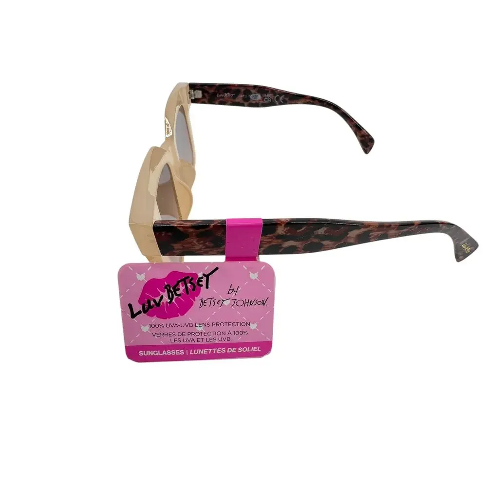 Luv Betsey Johnson Sunglasses Shades New Square Tan Animal Print